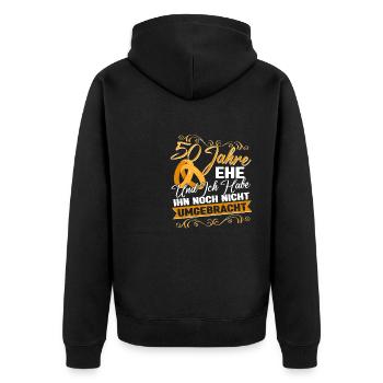 Goldene Hochzeit 50 Jahre verheiratet - Unisex Premium Bio Zip Hoodie - Schwarz - Hinten - Nico (187cm)
