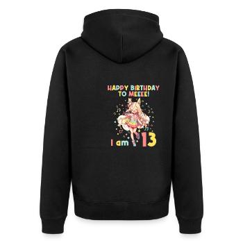 Anime Mandga K-Pop KPop Mädchen 13. Geburtstag - Unisex Premium Bio Zip Hoodie - Schwarz - Hinten - Nico (187cm)
