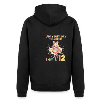 Anime Mandga K-Pop KPop Girl 12th Birthday - Unisex Premium Organic Zip Hoodie - black - Back - Nico (187cm)
