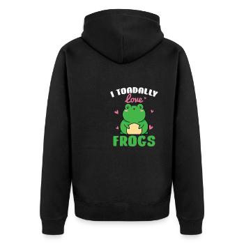 I Toadally Love Frogs Cute Toad Herpetologist Amph - Unisex Premium Organic Zip Hoodie - black - Back - Nico (187cm)