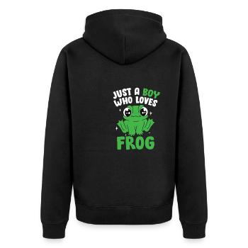 Hommes Crapaud Amphibien Herpétologiste Juste un garçon qui Lo - Veste à capuche bio Premium Unisexe - noir - Dos - Nico (187cm)