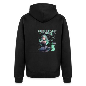 Anime Mandga K-Pop KPop Mädchen 5. Geburtstag - Unisex Premium Bio Zip Hoodie - Schwarz - Hinten - Nico (187cm)