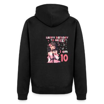 Anime Mandga K-Pop KPop Mädchen 10. Geburtstag - Unisex Premium Bio Zip Hoodie - Schwarz - Hinten - Nico (187cm)