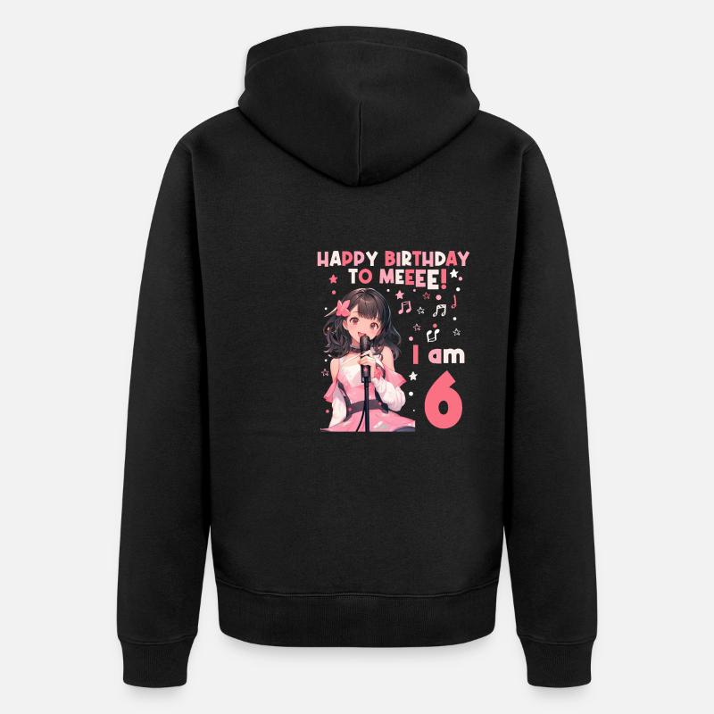 Anime Mandga K-Pop KPop Mädchen 6. Geburtstag - Unisex Premium Bio Zip Hoodie - Schwarz