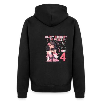 Anime Mandga K-Pop KPop Girl 4th Birthday - Unisex Premium Organic Zip Hoodie - black - Back - Nico (187cm)