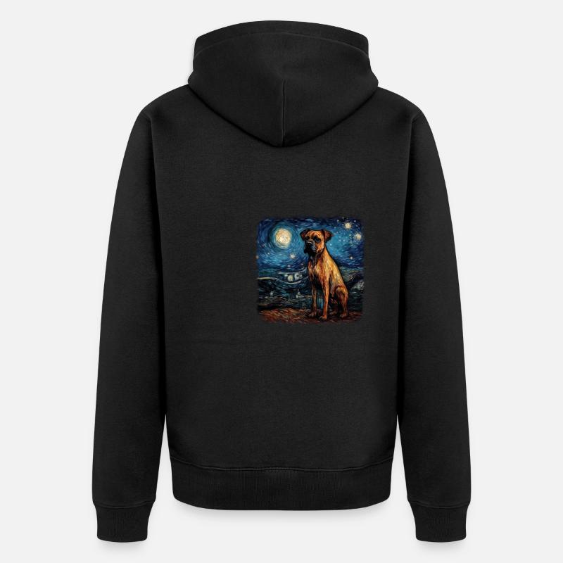 Boxer Van Gogh nuit étoilée - Veste à capuche bio Premium Unisexe - noir