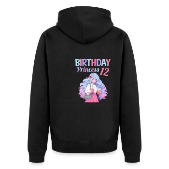 Anime Mandga Boba Bubble Tea 12. Geburtstag - Unisex Premium Bio Zip Hoodie - Schwarz - Hinten - Nico (187cm)