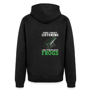 Herpetologist Amphibian Funny I Was Thinking About - Unisex Premium Bio Zip Hoodie - Schwarz - Hinten - Nico (187cm)