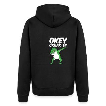 Dabbing Frog Amphibian Funny Okey Croakey Kids - Unisex Premium Bio Zip Hoodie - Schwarz - Hinten - Nico (187cm)