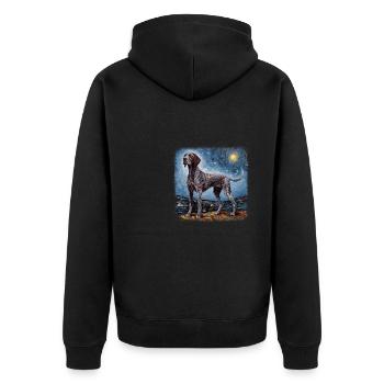German Shorthaired Pointer Van gogh starry night - Unisex Premium Bio Zip Hoodie - Schwarz - Hinten - Nico (187cm)
