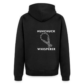 Nunchaku Kampfsport Training Waffen Japan Sport - Unisex Premium Bio Zip Hoodie - Schwarz - Hinten - Nico (187cm)