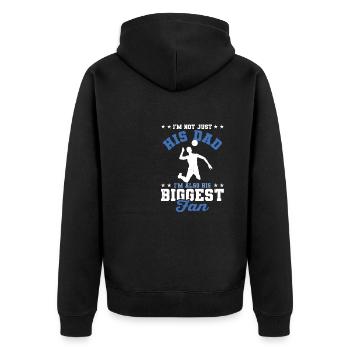 I'm His Dad I'm His Biggest Fan Spiker Volleyball - Unisex Premium Bio Zip Hoodie - Schwarz - Hinten - Nico (187cm)