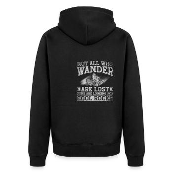 Not All Who Wander Are Lost Some Are Looking - Unisex Premium Bio Zip Hoodie - Schwarz - Hinten - Nico (187cm)