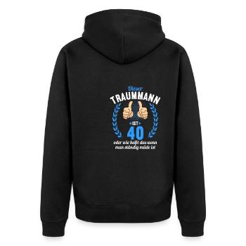 Dieser Traummann ist 40 Jahre 40 Geburtstag - Unisex Premium Bio Zip Hoodie - Schwarz - Hinten - Nico (187cm)
