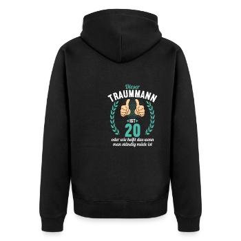 Dieser Traummann ist 20 Jahre 20 Geburtstag - Unisex Premium Bio Zip Hoodie - Schwarz - Hinten - Nico (187cm)