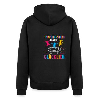 Trampolin springen Outdoor Indoor - Unisex Premium Bio Zip Hoodie - Schwarz - Hinten - Nico (187cm)
