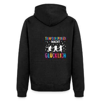 Trampolin springen Outdoor Indoor - Unisex Premium Bio Zip Hoodie - Schwarz - Hinten - Nico (187cm)