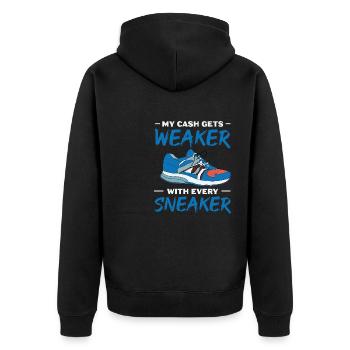 Running Footwear - Funny Sneaker Lover Sports - Unisex Premium Bio Zip Hoodie - Schwarz - Hinten - Nico (187cm)