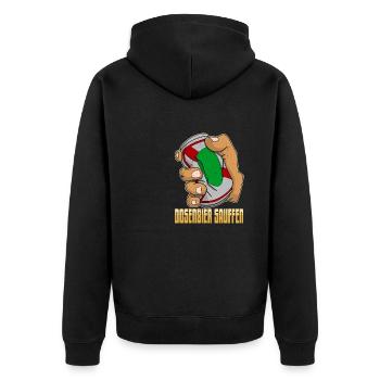 Bierliebhaber Dosenbier Alkohol Party Trinker - Unisex Premium Bio Zip Hoodie - Schwarz - Hinten - Nico (187cm)