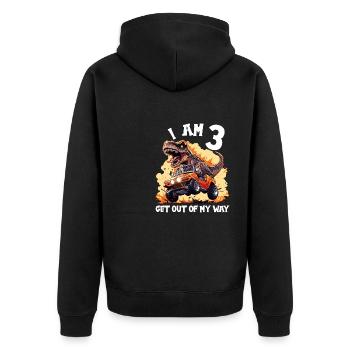 T-Rex conduit un camion monstre J’ai 3ème anniversaire - Veste à capuche bio Premium Unisexe - noir - Dos - Nico (187cm)