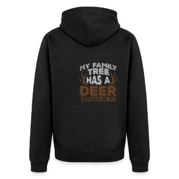 My Family Tree Has A Deer Stand In It Jäger Jagd - Unisex Premium Bio Zip Hoodie - Schwarz - Hinten - Nico (187cm)