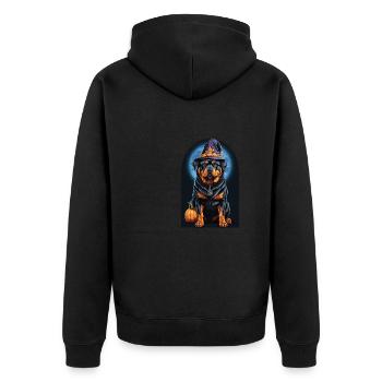 Rottweiler avec chapeau de sorcière Halloween Rottweiler - Veste à capuche bio Premium Unisexe - noir - Dos - Nico (187cm)