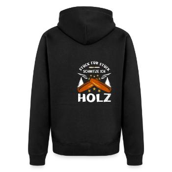 Holzschnitzer Holzschnitzerei - Unisex Premium Bio Zip Hoodie - Schwarz - Hinten - Nico (187cm)