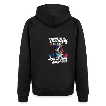 Berger australien Pop Art & Dog Lover & Splash - Veste à capuche bio Premium Unisexe - noir - Dos - Nico (187cm)