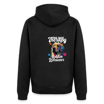 The Best Therapy Is A Golden Retriever Dog Mom - Unisex Premium Bio Zip Hoodie - Schwarz - Hinten - Nico (187cm)