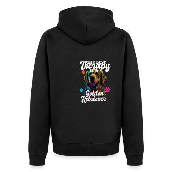 The Best Therapy Is A Golden Retriever Dog Mom - Unisex Premium Bio Zip Hoodie - Schwarz - Hinten - Nico (187cm)