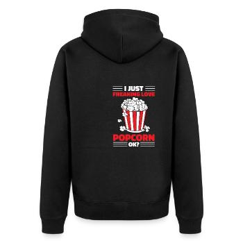 J’adore le pop-corn ok cinéma de nuit cinéma - Veste à capuche bio Premium Unisexe - noir - Dos - Nico (187cm)