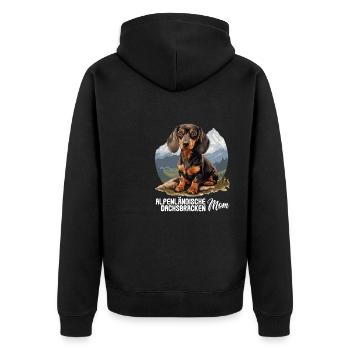 Alpenländische Dachsbracke - Unisex Premium Bio Zip Hoodie - Schwarz - Hinten - Nico (187cm)