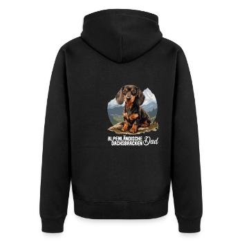 Alpenländische Dachsbracke - Unisex Premium Bio Zip Hoodie - Schwarz - Hinten - Nico (187cm)