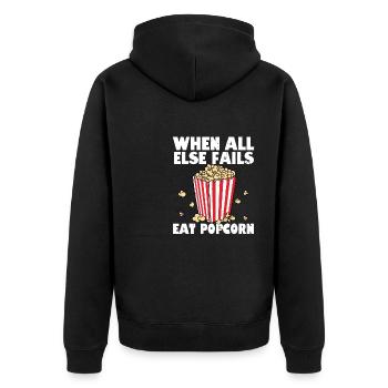 Théâtre Cinéma Snack Drôle Quand tout le reste échoue Manger - Veste à capuche bio Premium Unisexe - noir - Dos - Nico (187cm)