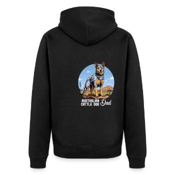 Hund Australian Cattle Dog - Unisex Premium Bio Zip Hoodie - Schwarz - Hinten - Nico (187cm)