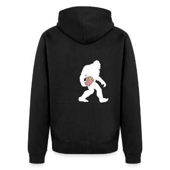 Yetti Sasquatch Popcorn Kids Bigfoot - Unisex Premium Organic Zip Hoodie - black - Back - Nico (187cm)