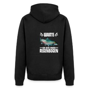 Forellen Angeln - Unisex Premium Bio Zip Hoodie - Schwarz - Hinten - Nico (187cm)