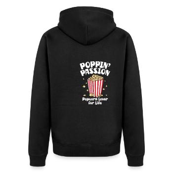 Cinema Snack Funny Poppin Passion Popcorn Lover Fo - Unisex Premium Bio Zip Hoodie - Schwarz - Hinten - Nico (187cm)