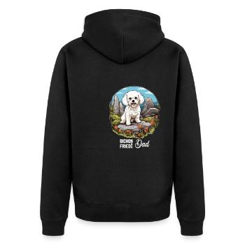 Hund Bichon Friesé - Unisex Premium Bio Zip Hoodie - Schwarz - Hinten - Nico (187cm)