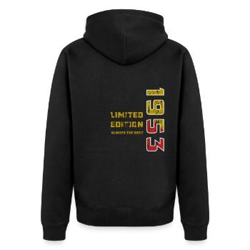JAHRESZAHL 1953 - Unisex Premium Bio Zip Hoodie - Schwarz - Hinten - Nico (187cm)