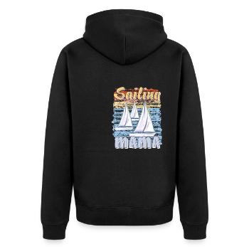 BOOTE SAILING MAMA - Unisex Premium Bio Zip Hoodie - Schwarz - Hinten - Nico (187cm)