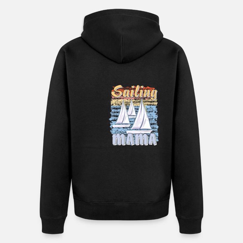 BOOTE SAILING MAMA - Unisex Premium Bio Zip Hoodie - Schwarz