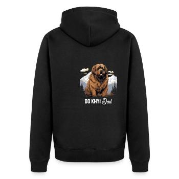 Hund Do Khyi - Unisex Premium Bio Zip Hoodie - Schwarz - Hinten - Nico (187cm)