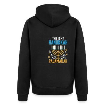 Jewish This Is My Hanukkah Pajamakah Matching - Unisex Premium Bio Zip Hoodie - Schwarz - Hinten - Nico (187cm)