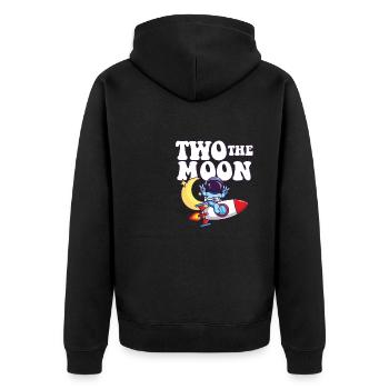 Two The Moon Astronaut Outer Space 2nd Birthday - Unisex Premium Bio Zip Hoodie - Schwarz - Hinten - Nico (187cm)