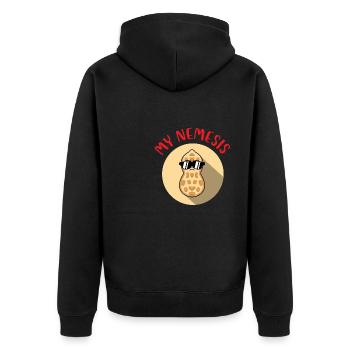 Peanut My Nemesis - Food Allergy Awareness Peanut - Unisex Premium Bio Zip Hoodie - Schwarz - Hinten - Nico (187cm)