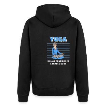 YOGA INHALE CONFIDENCE EXHALE DOUBT - Unisex Premium Bio Zip Hoodie - Schwarz - Hinten - Nico (187cm)