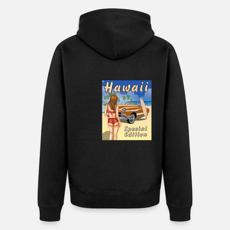 Édition spéciale HAWAII - Veste à capuche bio Premium Unisexe - noir