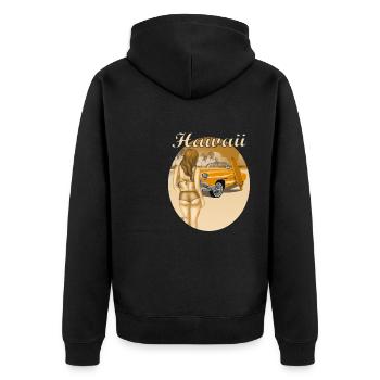 HAWAII - Unisex Premium Bio Zip Hoodie - Schwarz - Hinten - Nico (187cm)