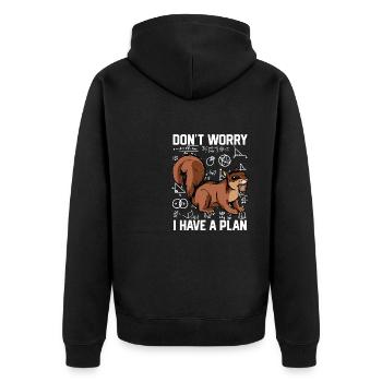 Don't Worry I Have A Plan Kids Rodent Squirrel Own - Unisex Premium Organic Zip Hoodie - black - Back - Nico (187cm)